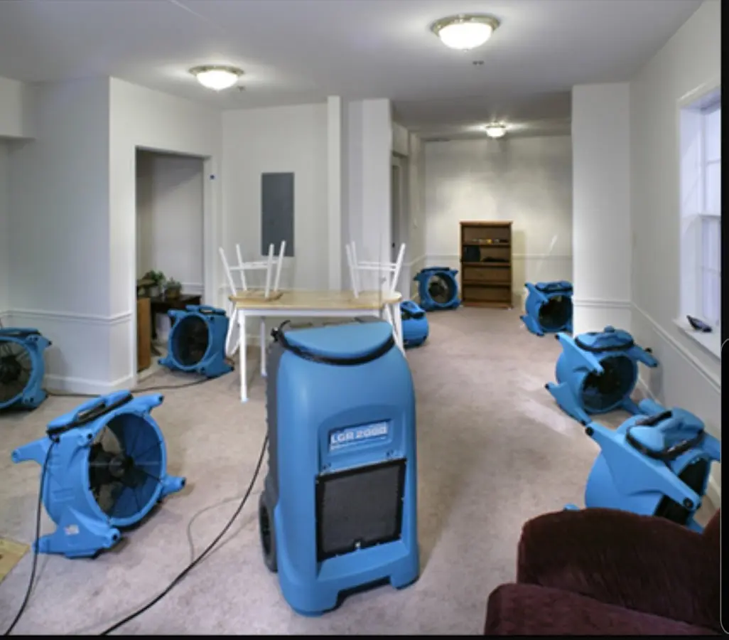 Air movers and dehumidifier setup for Water Damage Restoration in Cameron Park